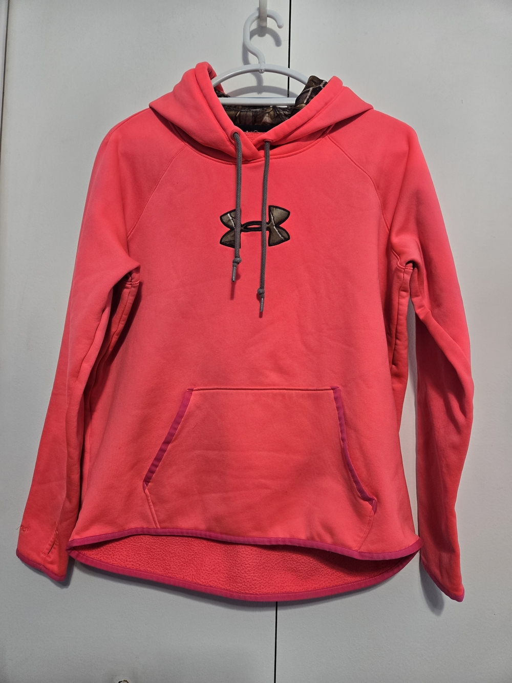 Underâ Armour Storm 1 Camo Logo Hoodie Pink Fleece Pullover Women's XL
